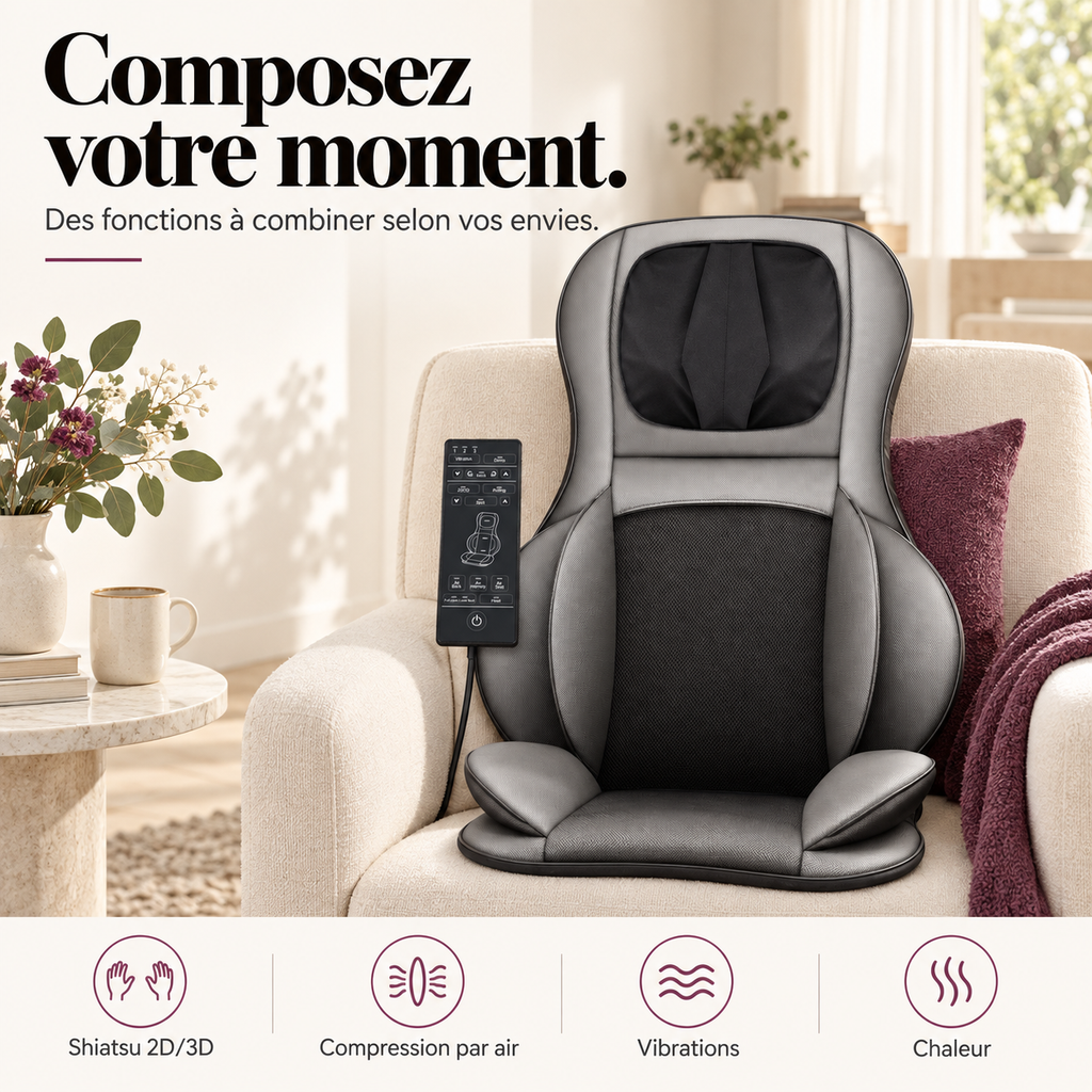 Siège massant shiatsu, air et chaleur : présentation du modèle, visuel 3.