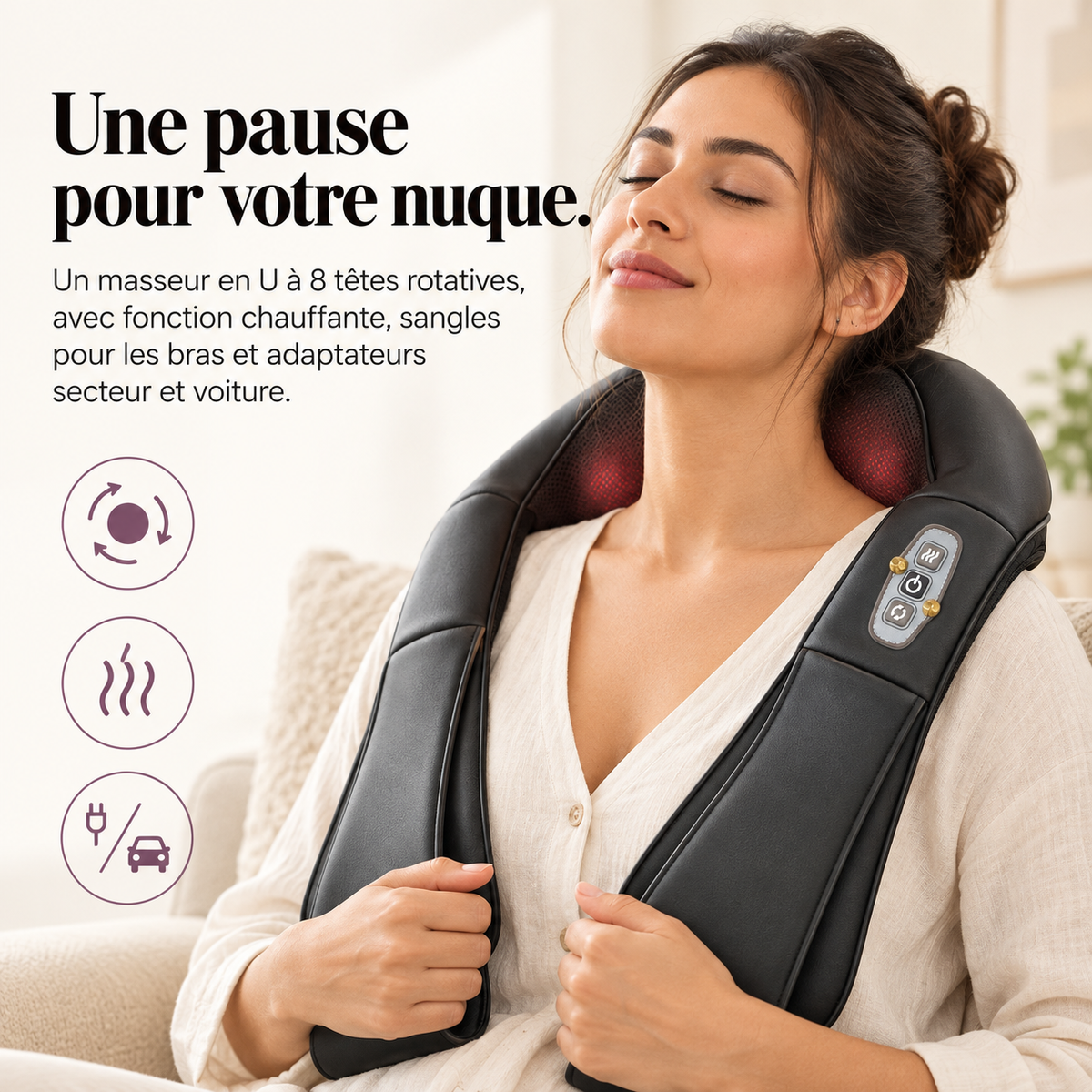 Masseur shiatsu nuque et épaules chauffant : présentation du modèle, visuel 3.