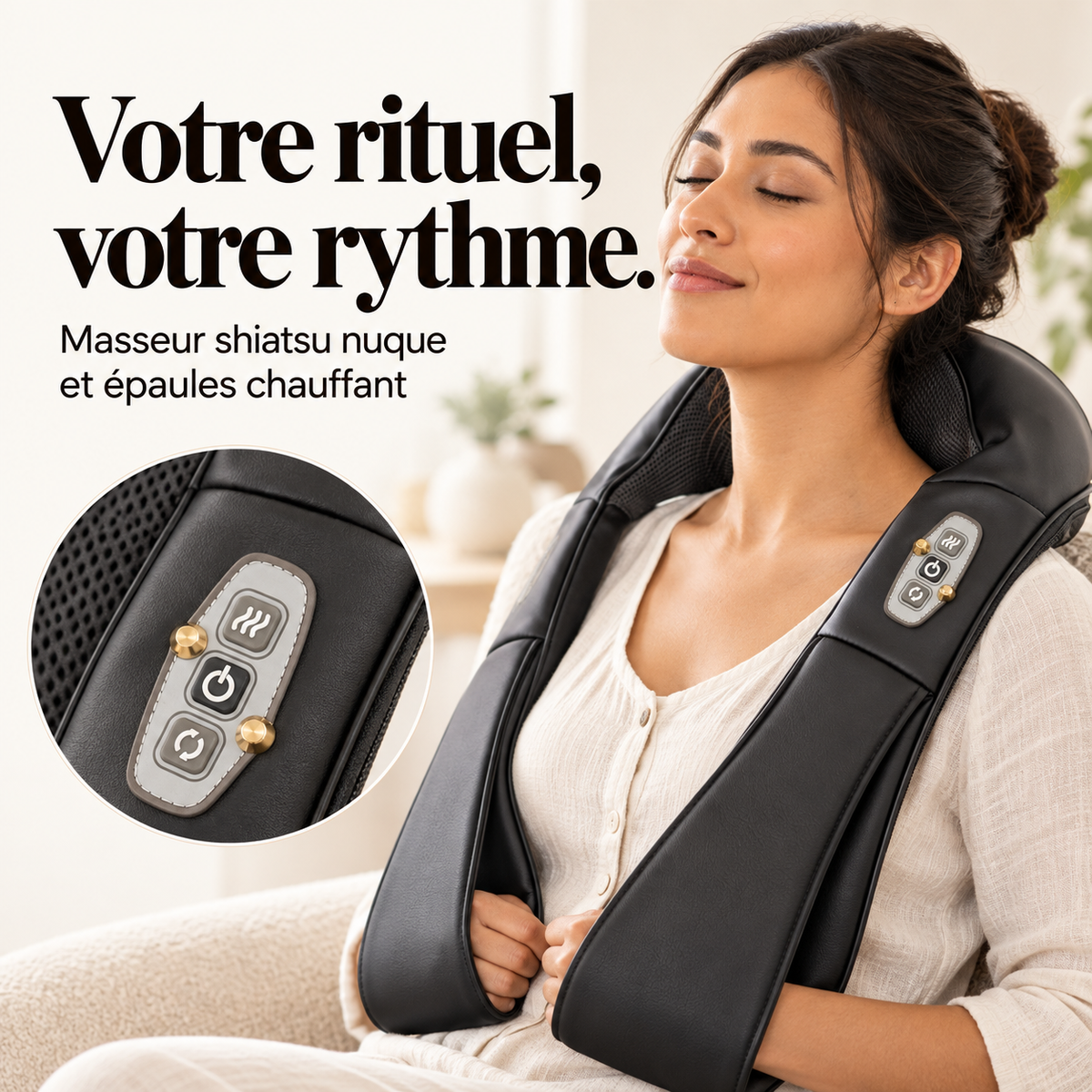 Masseur shiatsu nuque et épaules chauffant : présentation du modèle, visuel 7.