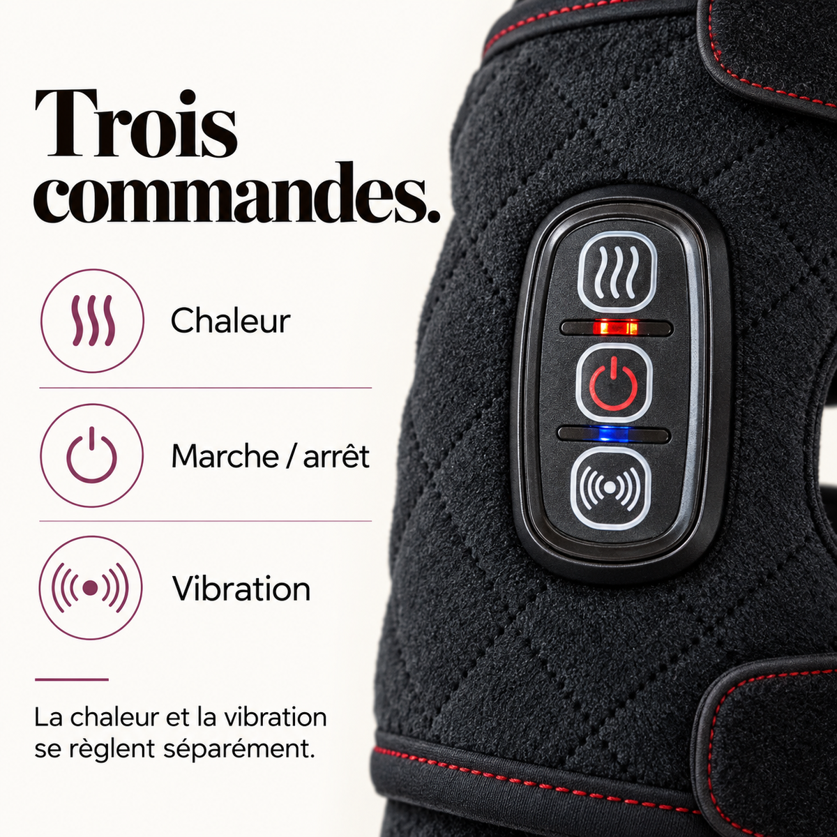 Bandes chauffantes vibrantes pour genoux : présentation du modèle, visuel 5.