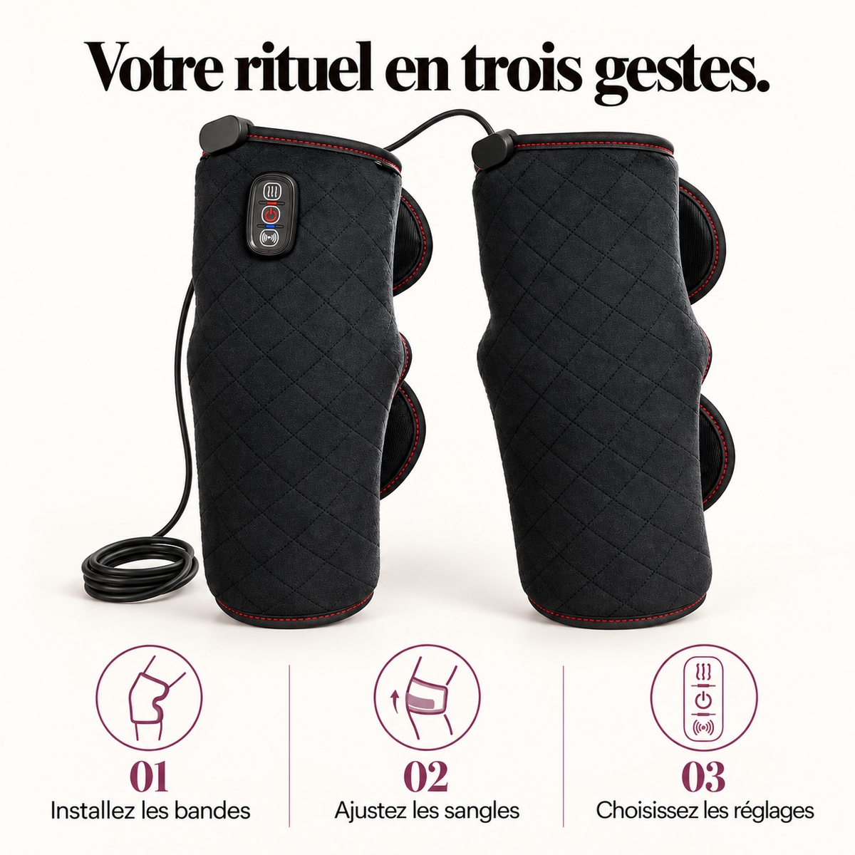 Bandes chauffantes vibrantes pour genoux : présentation du modèle, visuel 8.