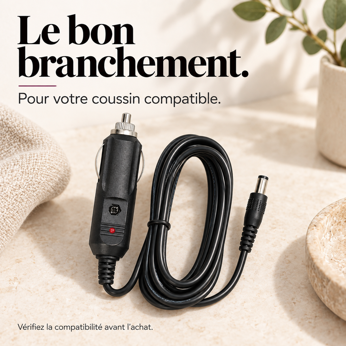 Adaptateur voiture pour coussin massant : présentation du modèle, visuel 2.