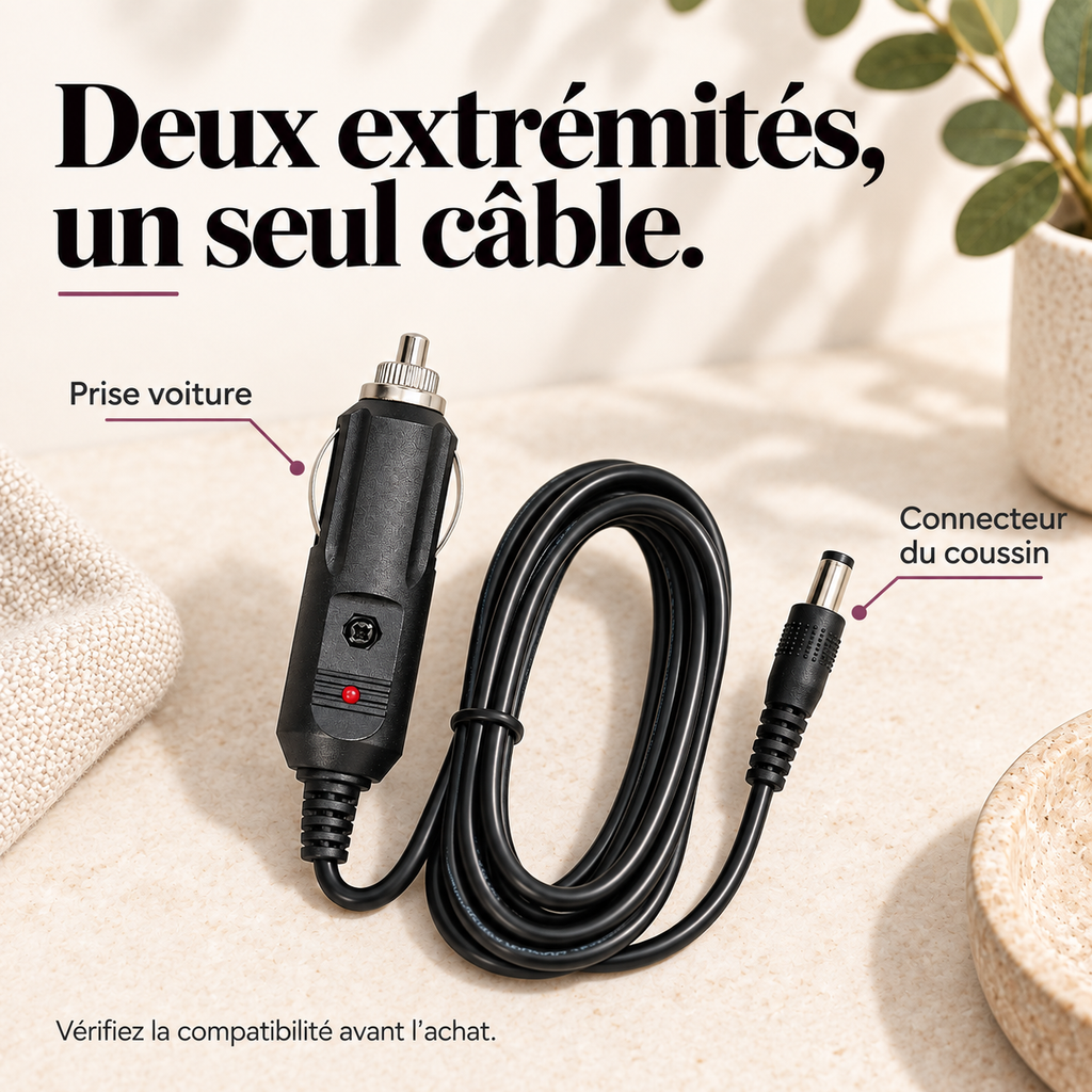 Adaptateur voiture pour coussin massant : présentation du modèle, visuel 3.