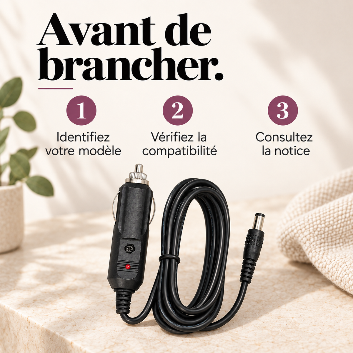 Adaptateur voiture pour coussin massant : présentation du modèle, visuel 8.