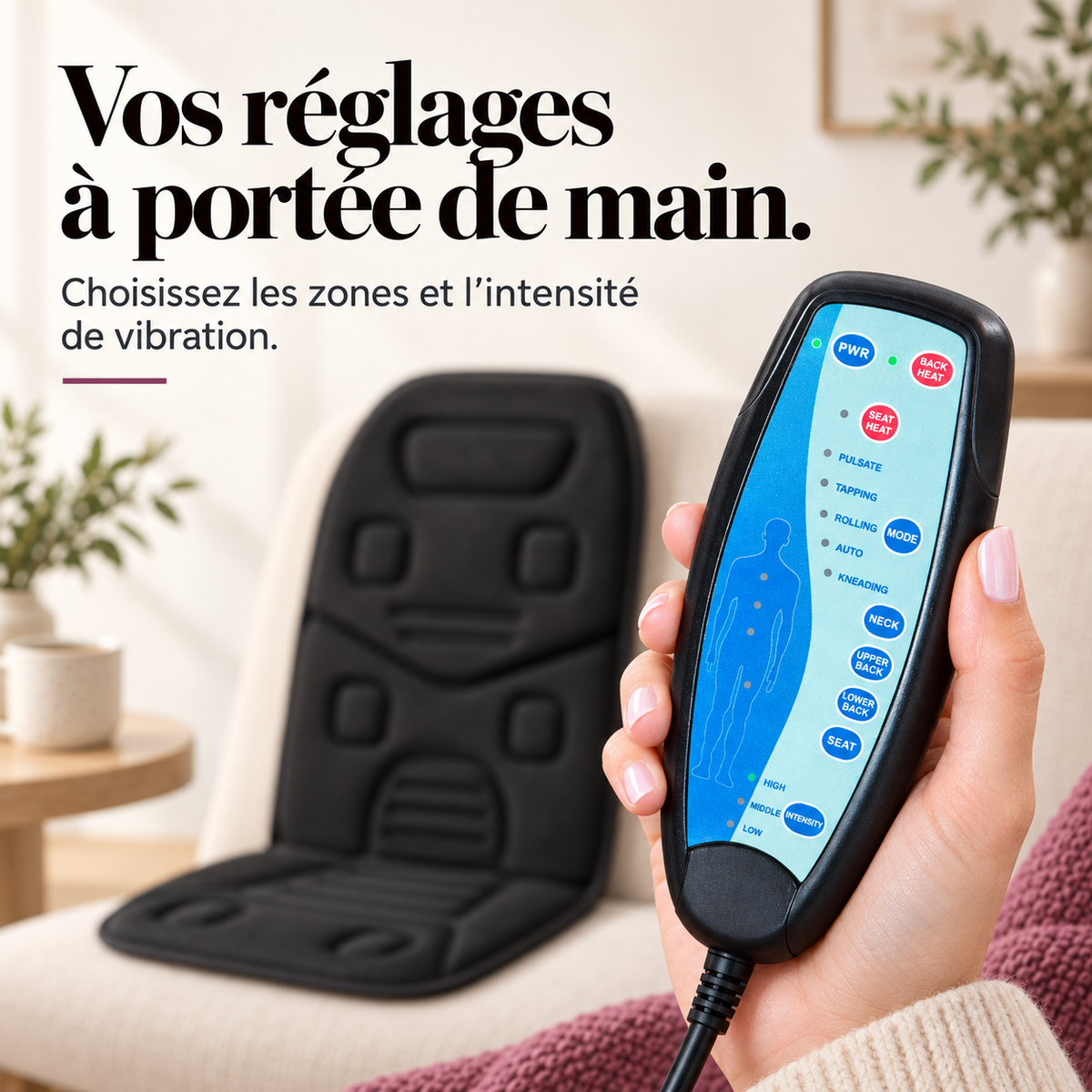 Coussin de siège vibrant et chauffant : présentation du modèle, visuel 5.