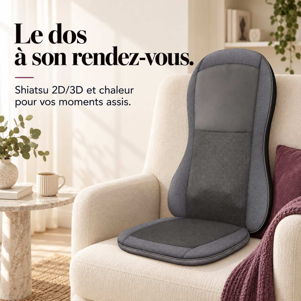Coussin de massage dos shiatsu 2D/3D : présentation du modèle, visuel 2.