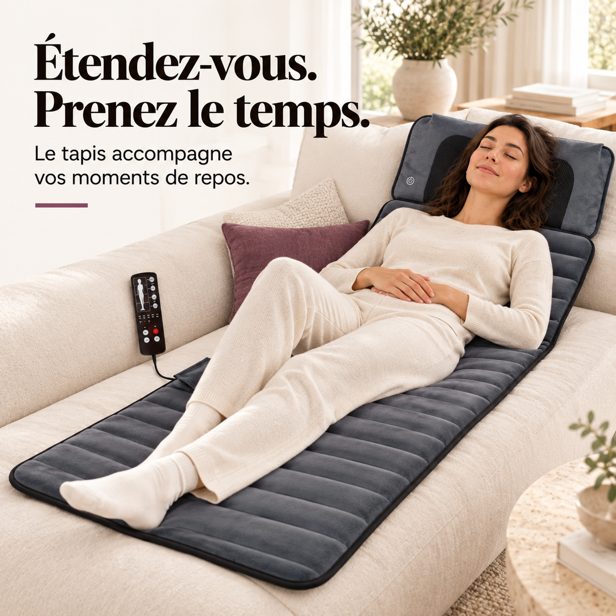 Tapis de massage chauffant, coussin nuque mobile : présentation du modèle, visuel 4.