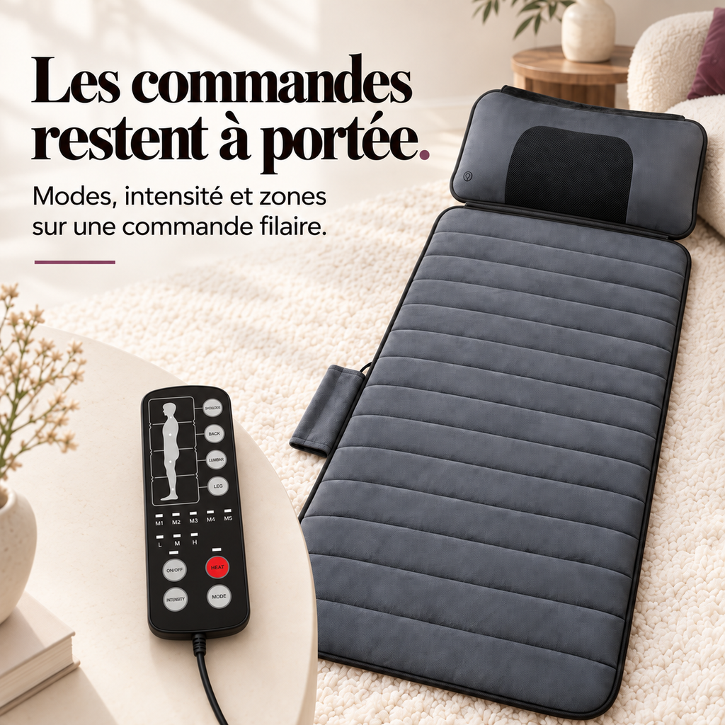Tapis de massage chauffant, coussin nuque mobile : présentation du modèle, visuel 5.
