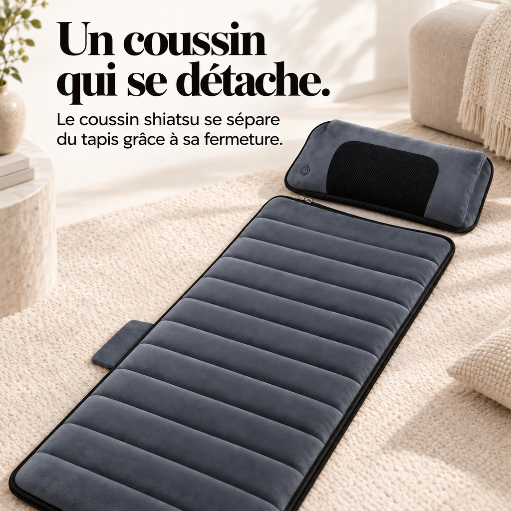 Tapis de massage chauffant, coussin nuque mobile : présentation du modèle, visuel 6.