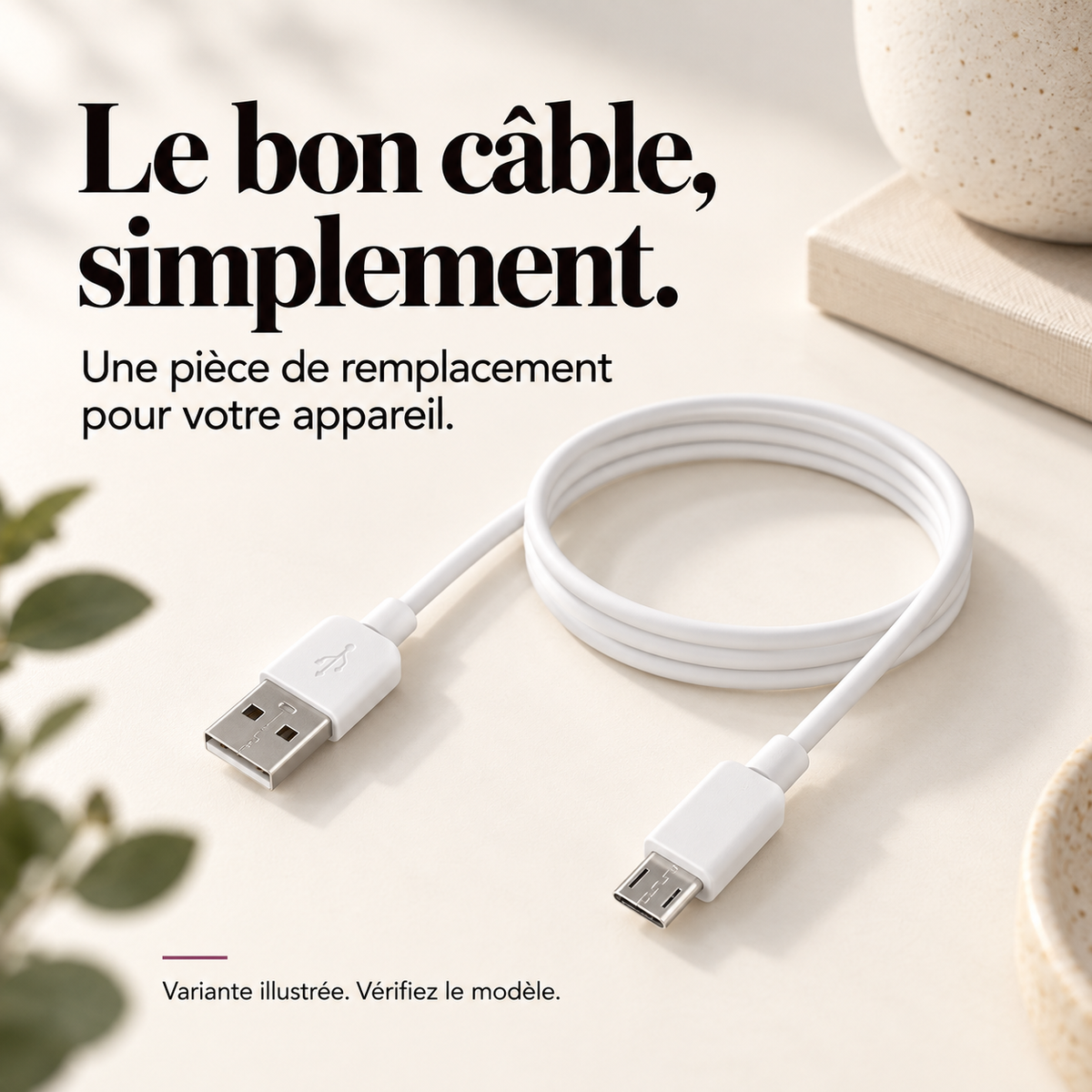 Câble USB de remplacement pour masseur : présentation du modèle, visuel 2.