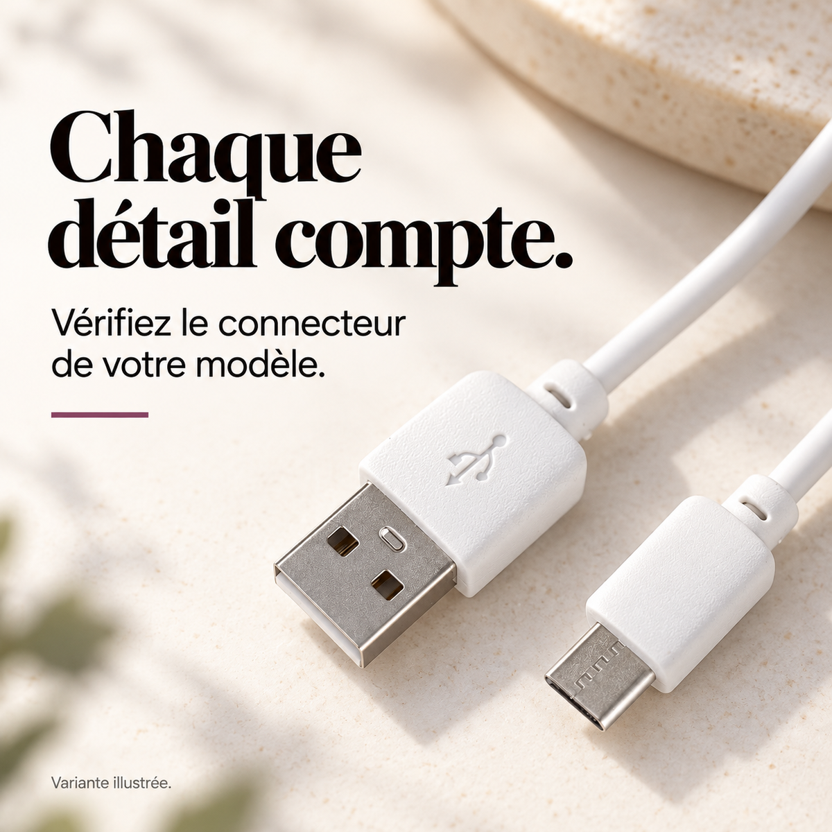 Câble USB de remplacement pour masseur : présentation du modèle, visuel 3.