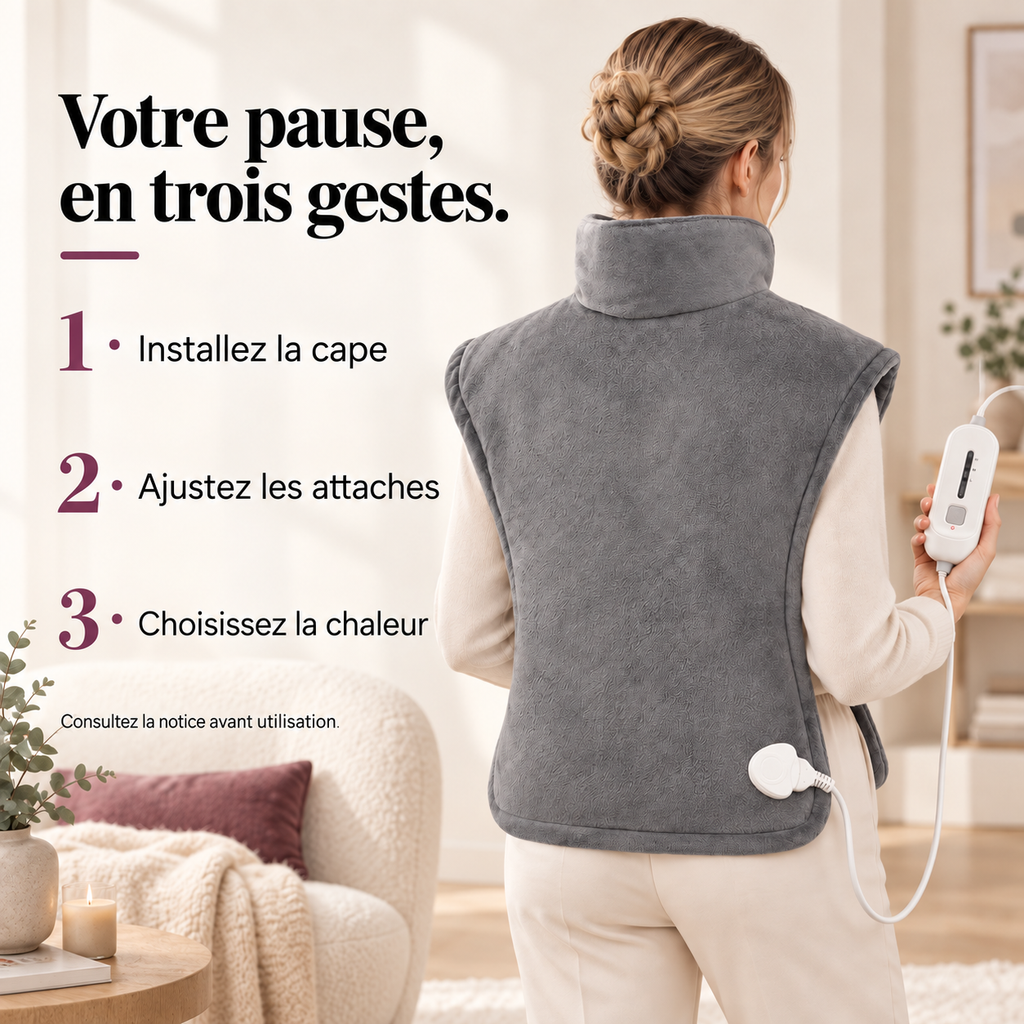 Cape chauffante nuque, épaules et dos : présentation du modèle, visuel 8.