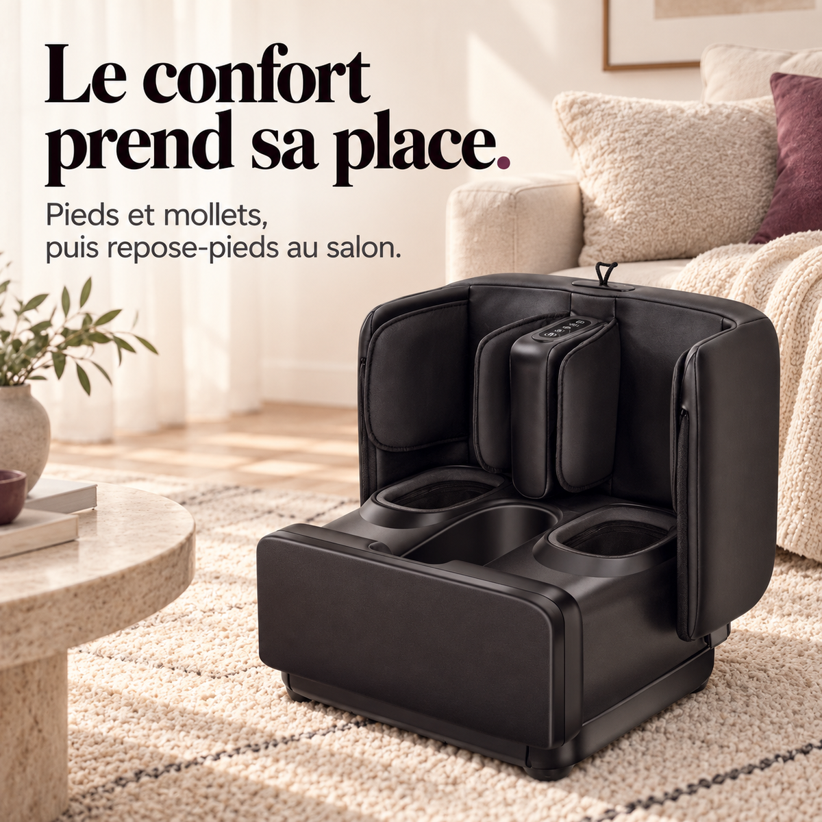 Masseur pieds et mollets convertible en pouf : présentation du modèle, visuel 2.