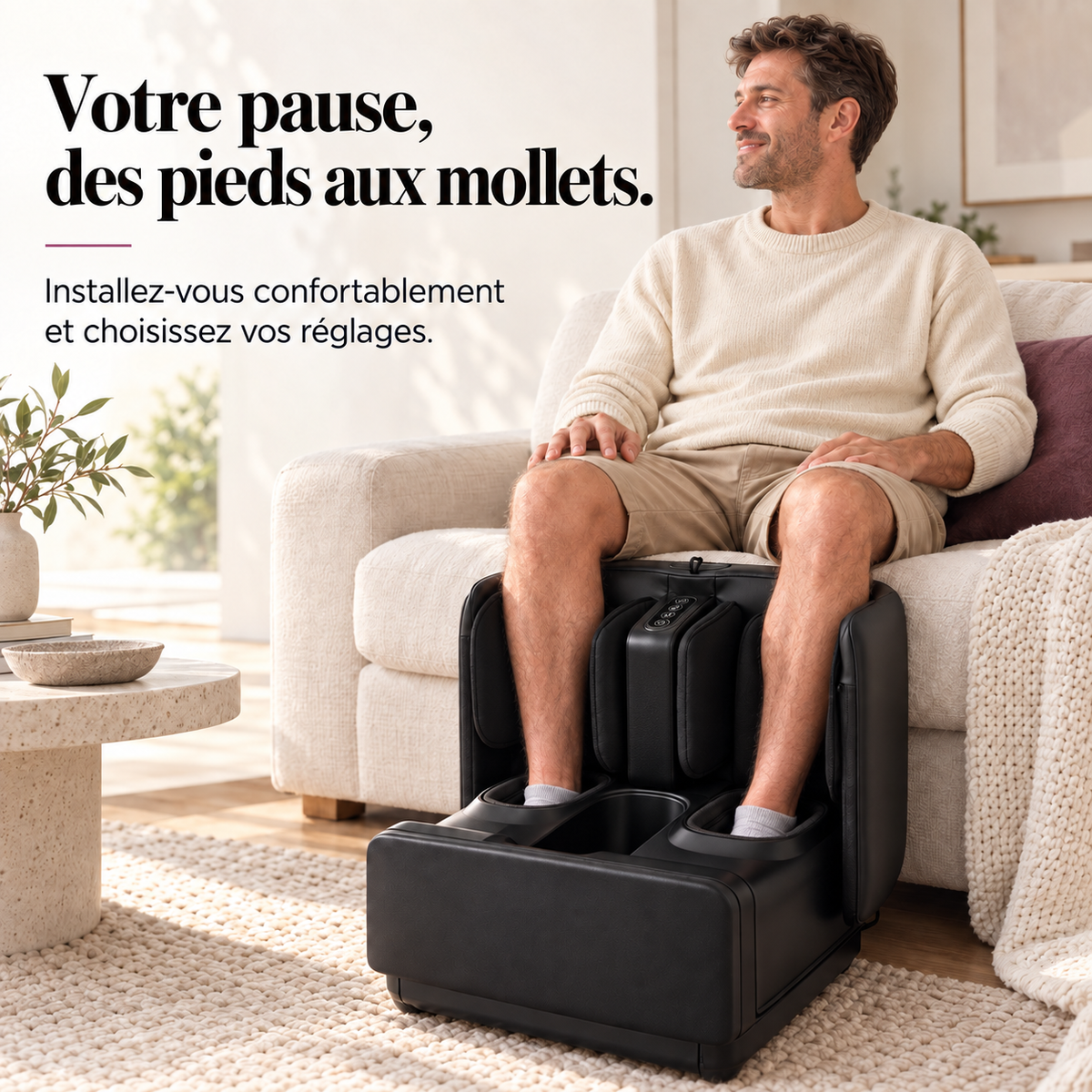 Masseur pieds et mollets convertible en pouf : présentation du modèle, visuel 4.