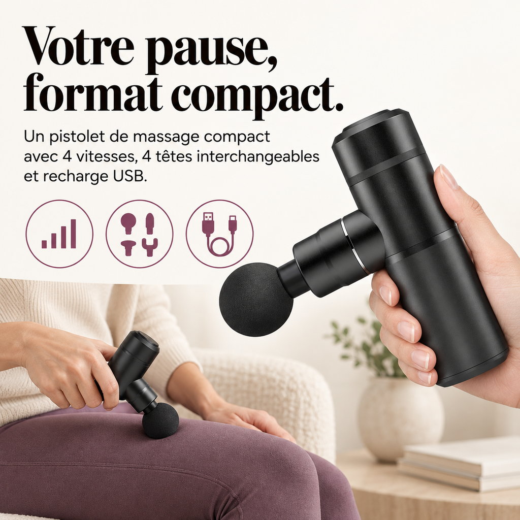Mini pistolet de massage de poche : présentation du modèle, visuel 2.