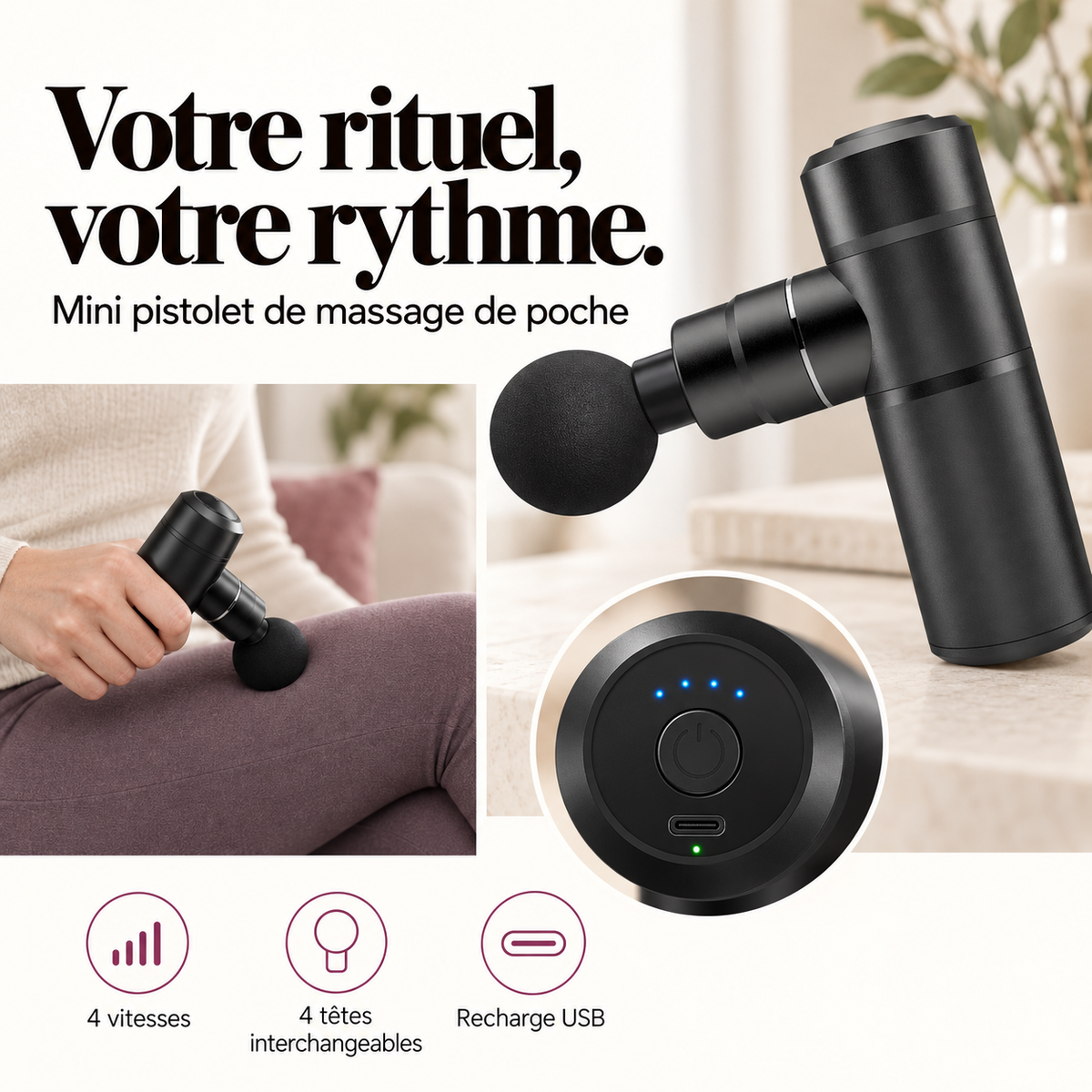 Mini pistolet de massage de poche : présentation du modèle, visuel 6.