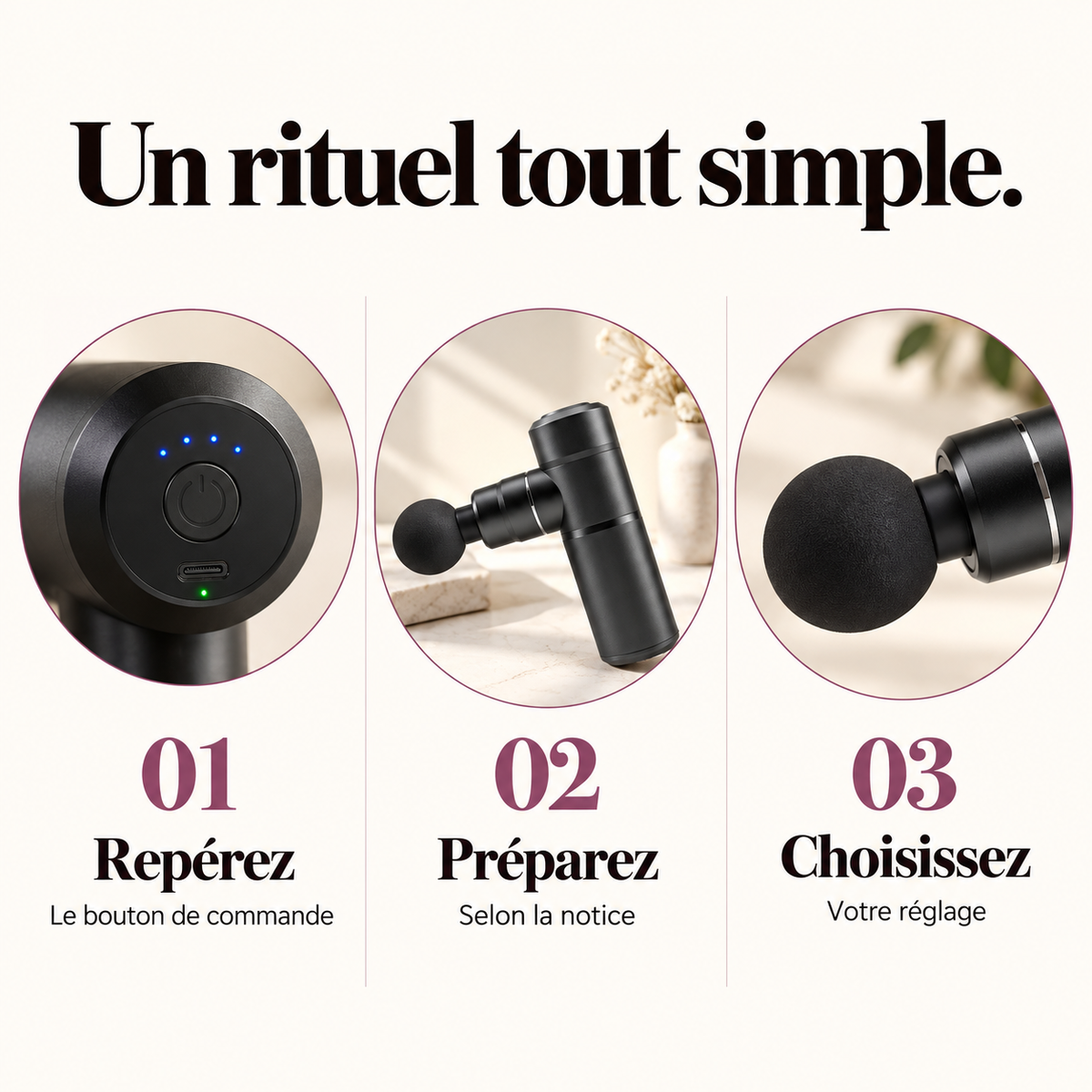 Mini pistolet de massage de poche : présentation du modèle, visuel 7.
