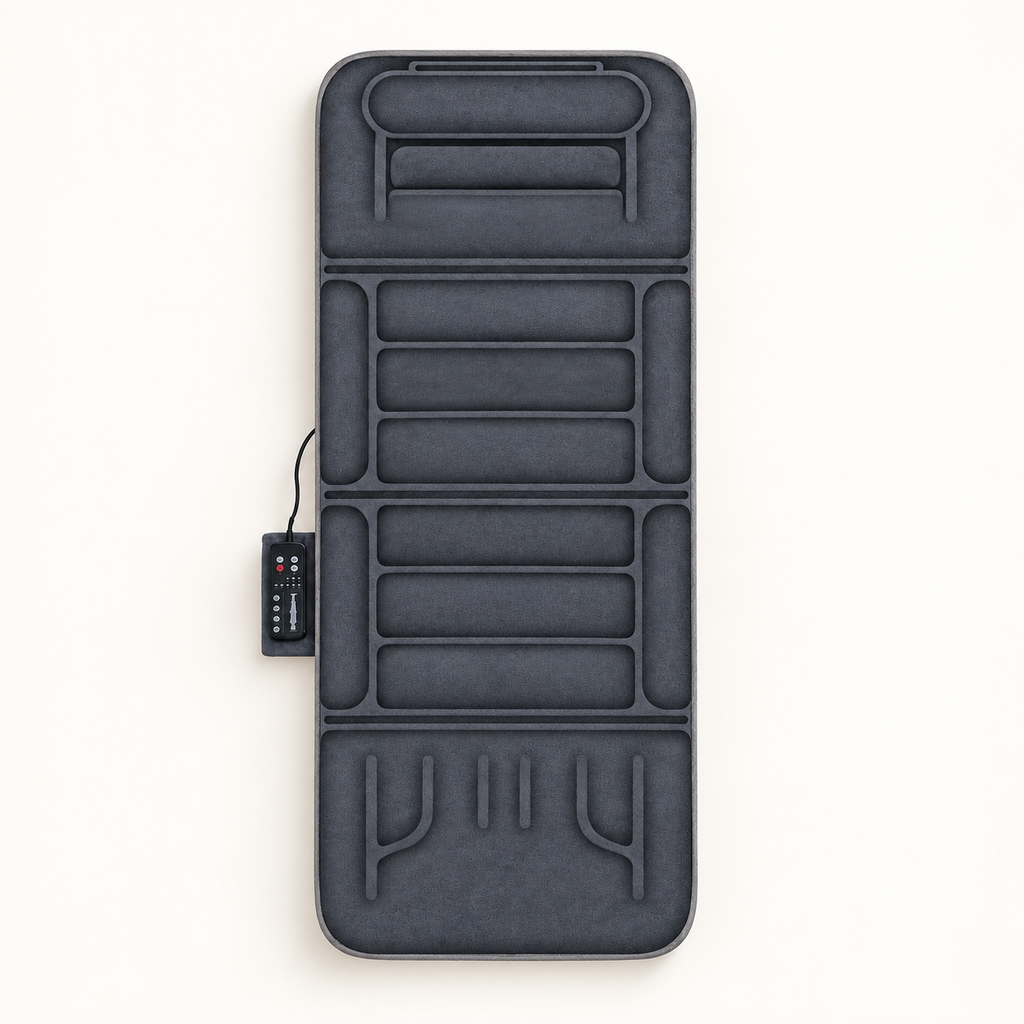 Tapis de massage vibrant en peluche : vue du produit.