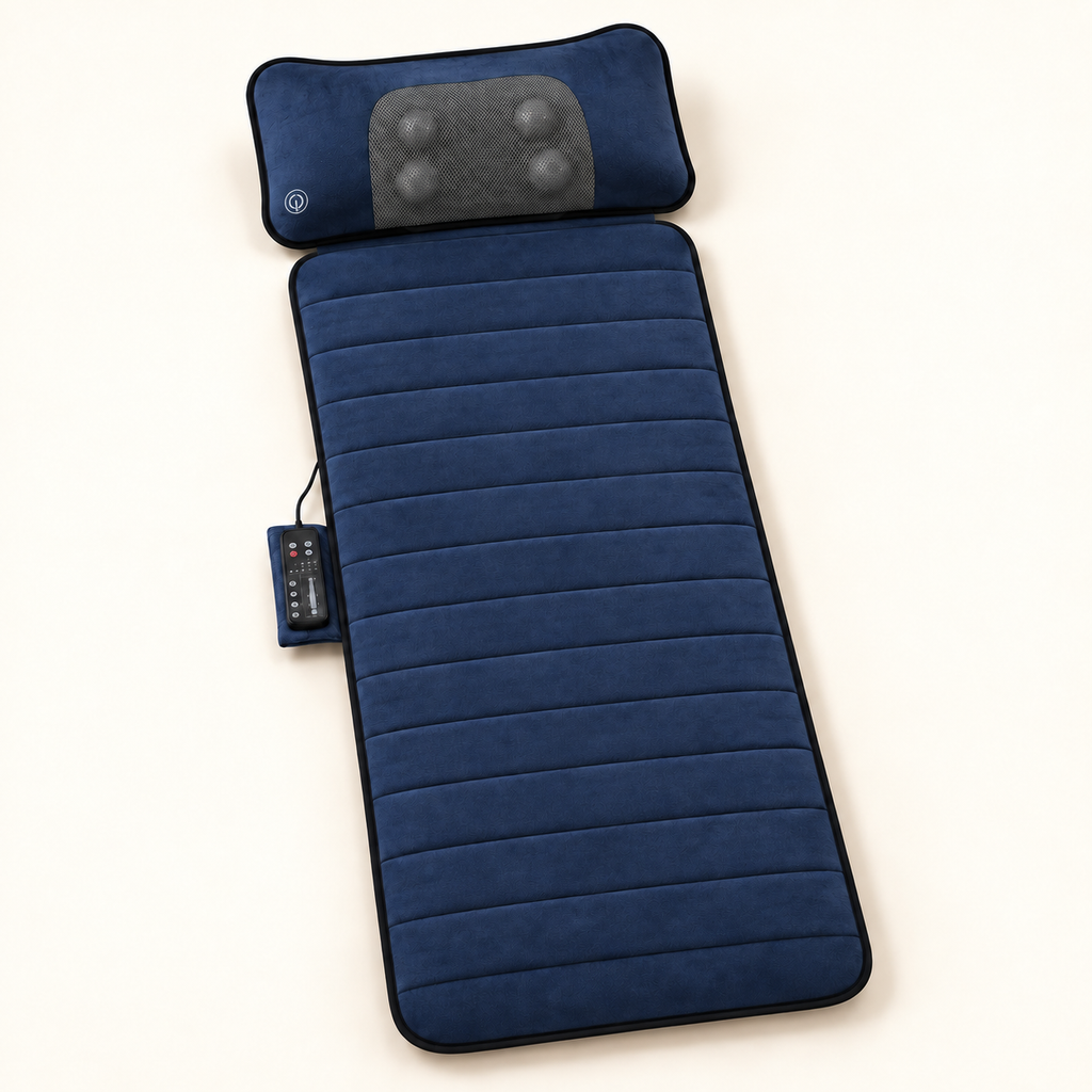 Tapis de massage chauffant connecté : Bleu foncé.