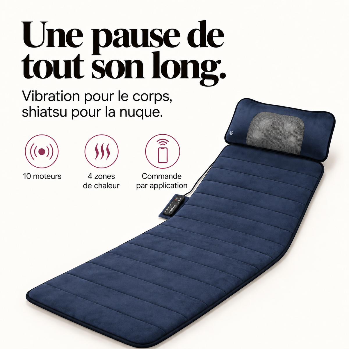 Tapis de massage chauffant connecté : présentation du modèle, visuel 3.
