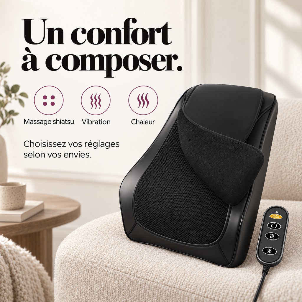 Coussin de massage shiatsu dos et nuque : présentation du modèle, visuel 3.
