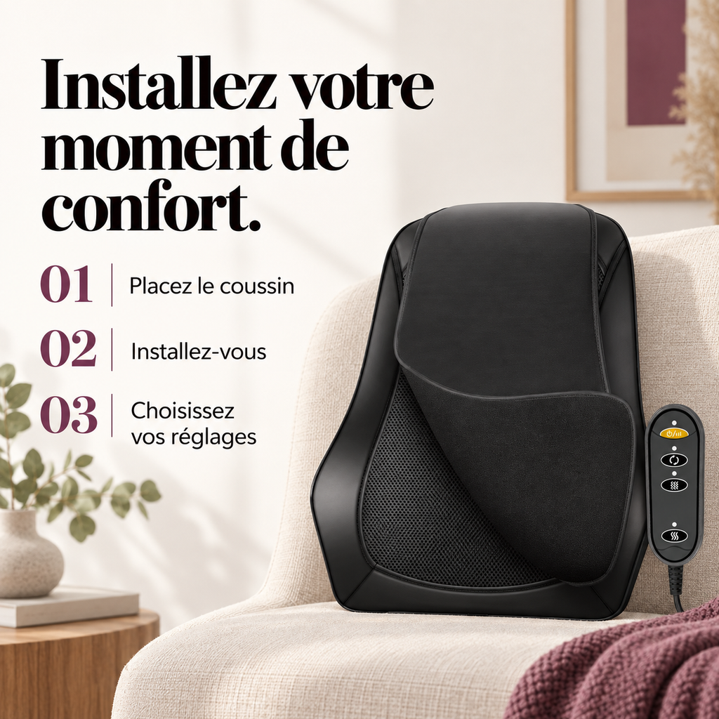 Coussin de massage shiatsu dos et nuque : présentation du modèle, visuel 8.