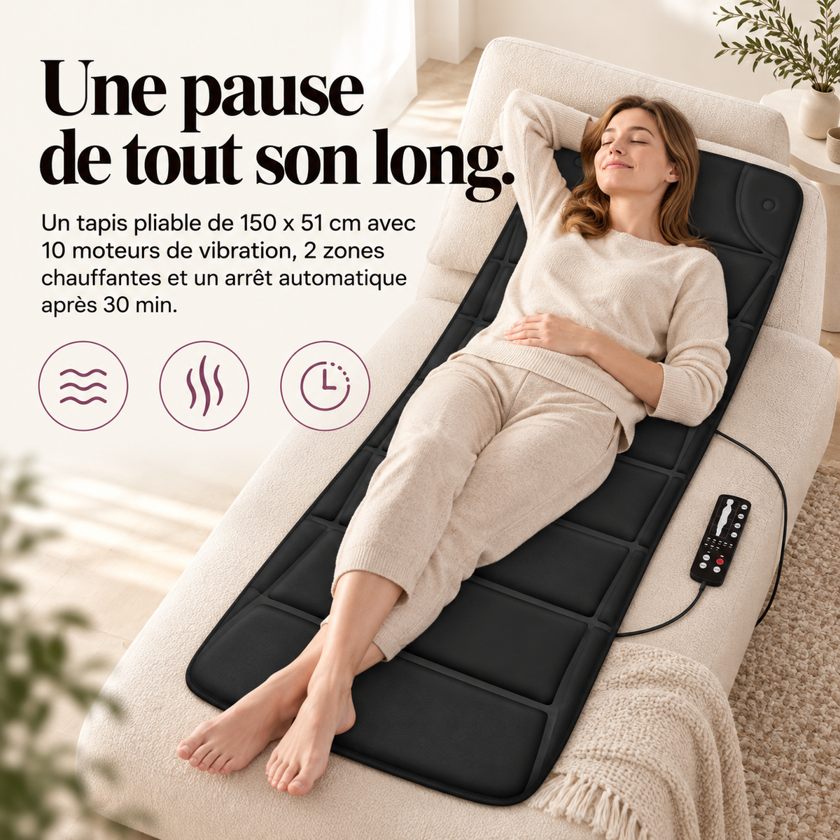 Tapis de massage chauffant corps entier : présentation du modèle, visuel 3.