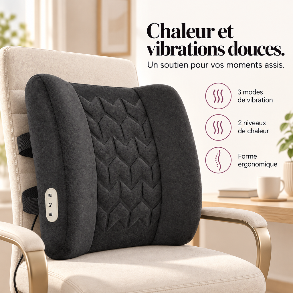 Coussin lombaire chauffant et vibrant : présentation du modèle, visuel 2.
