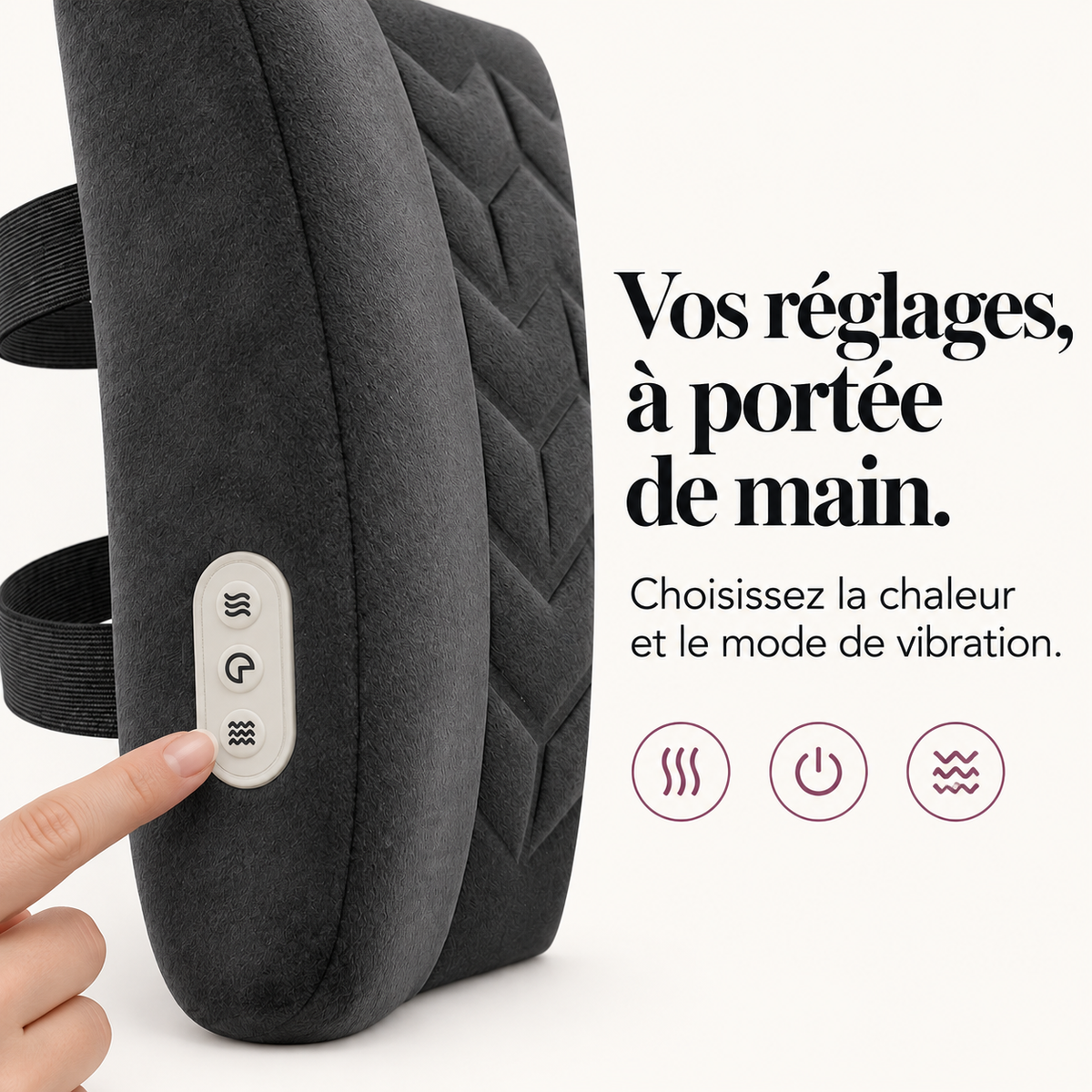 Coussin lombaire chauffant et vibrant : présentation du modèle, visuel 4.
