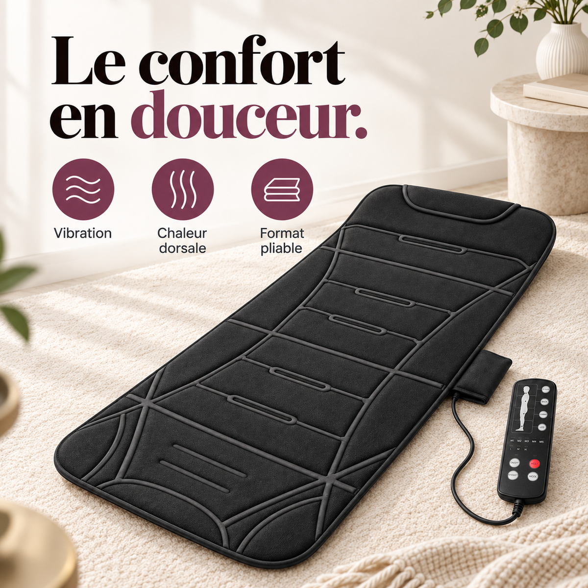 Tapis de massage vibrant chauffant : présentation du modèle, visuel 3.