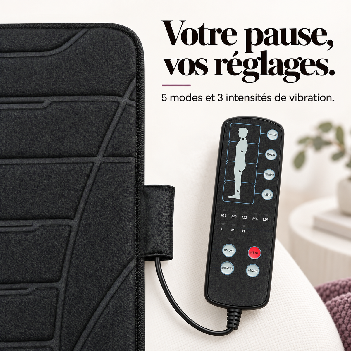 Tapis de massage vibrant chauffant : présentation du modèle, visuel 5.