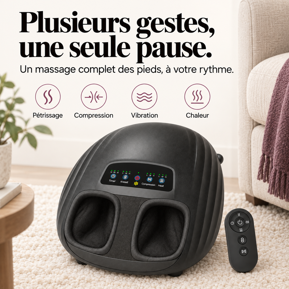 Masseur de pieds shiatsu avec télécommande : présentation du modèle, visuel 3.
