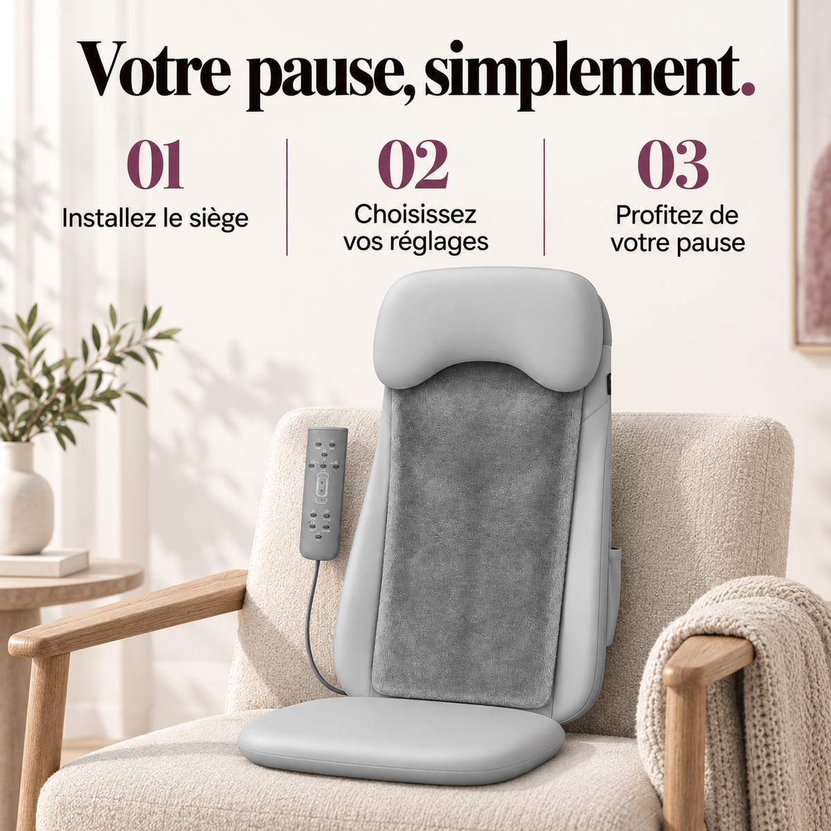 Siège de massage shiatsu chauffant : présentation du modèle, visuel 8.