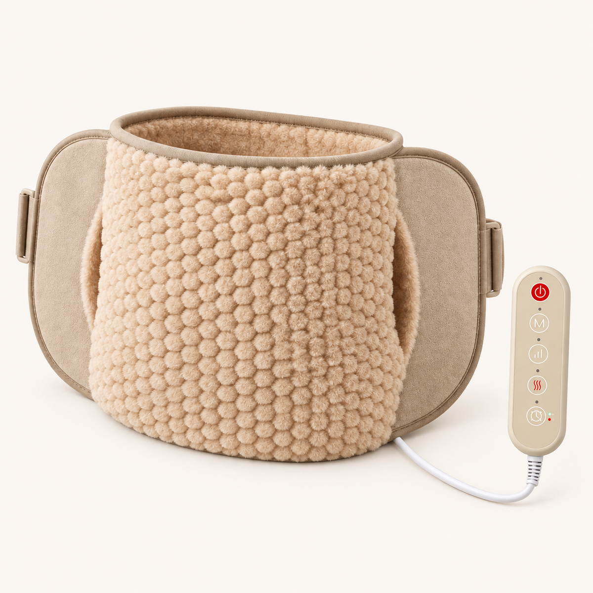 Ceinture chauffante vibrante en peluche : Marron.
