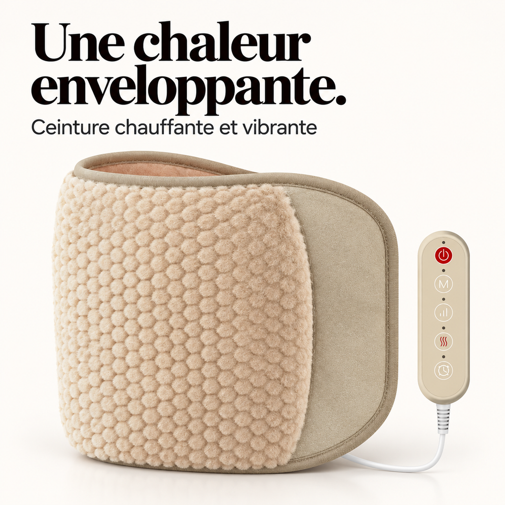 Ceinture chauffante vibrante en peluche : présentation du modèle, visuel 2.