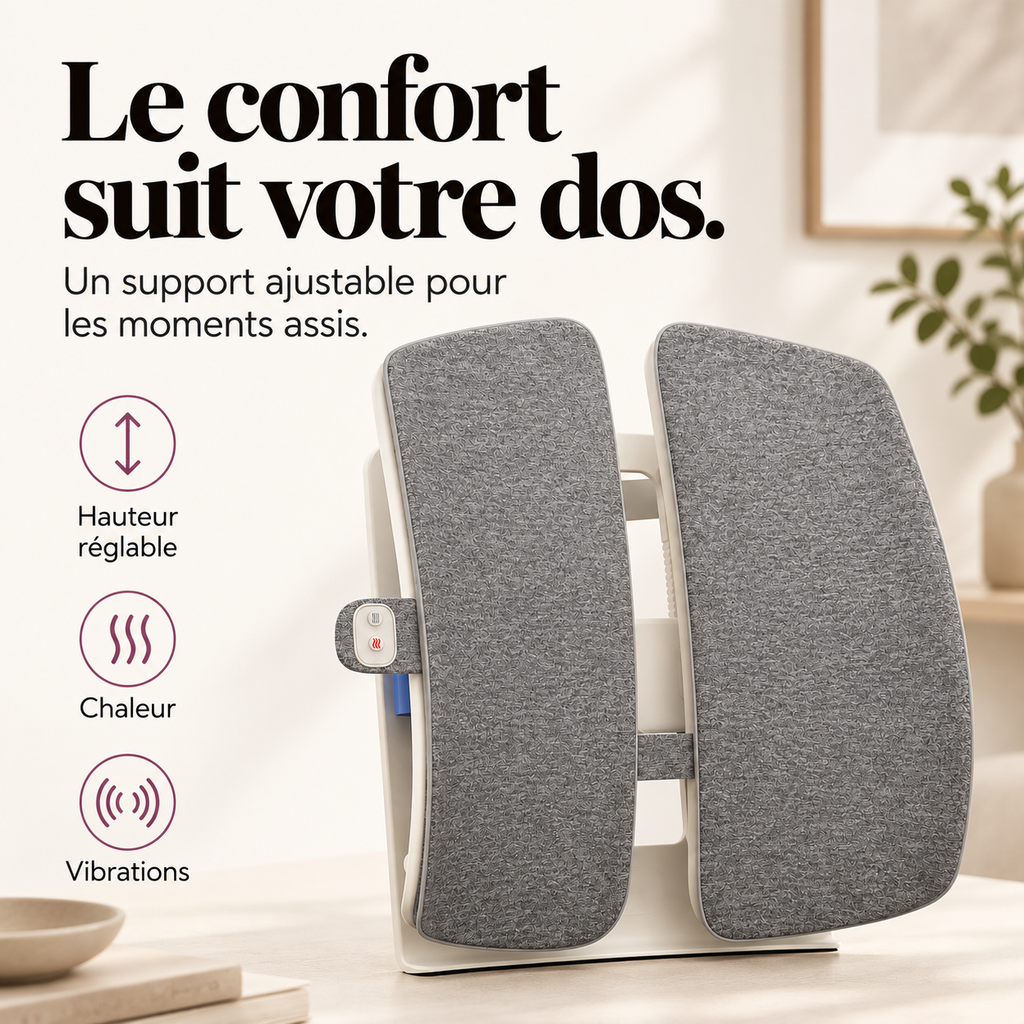 Support lombaire réglable chauffant et vibrant : présentation du modèle, visuel 3.
