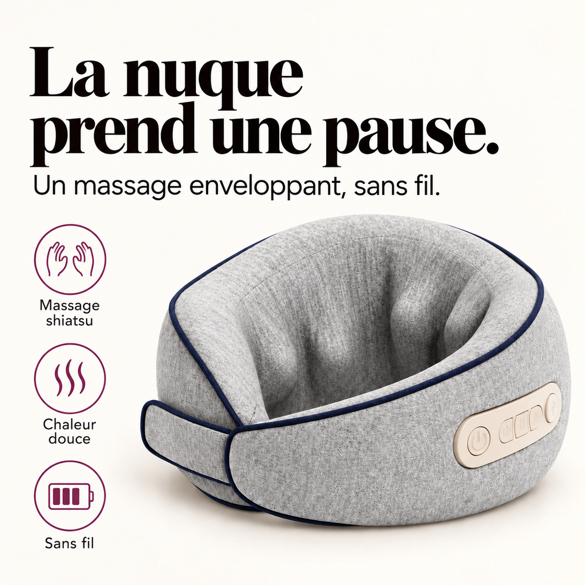 Coussin de massage nuque sans fil : présentation du modèle, visuel 3.