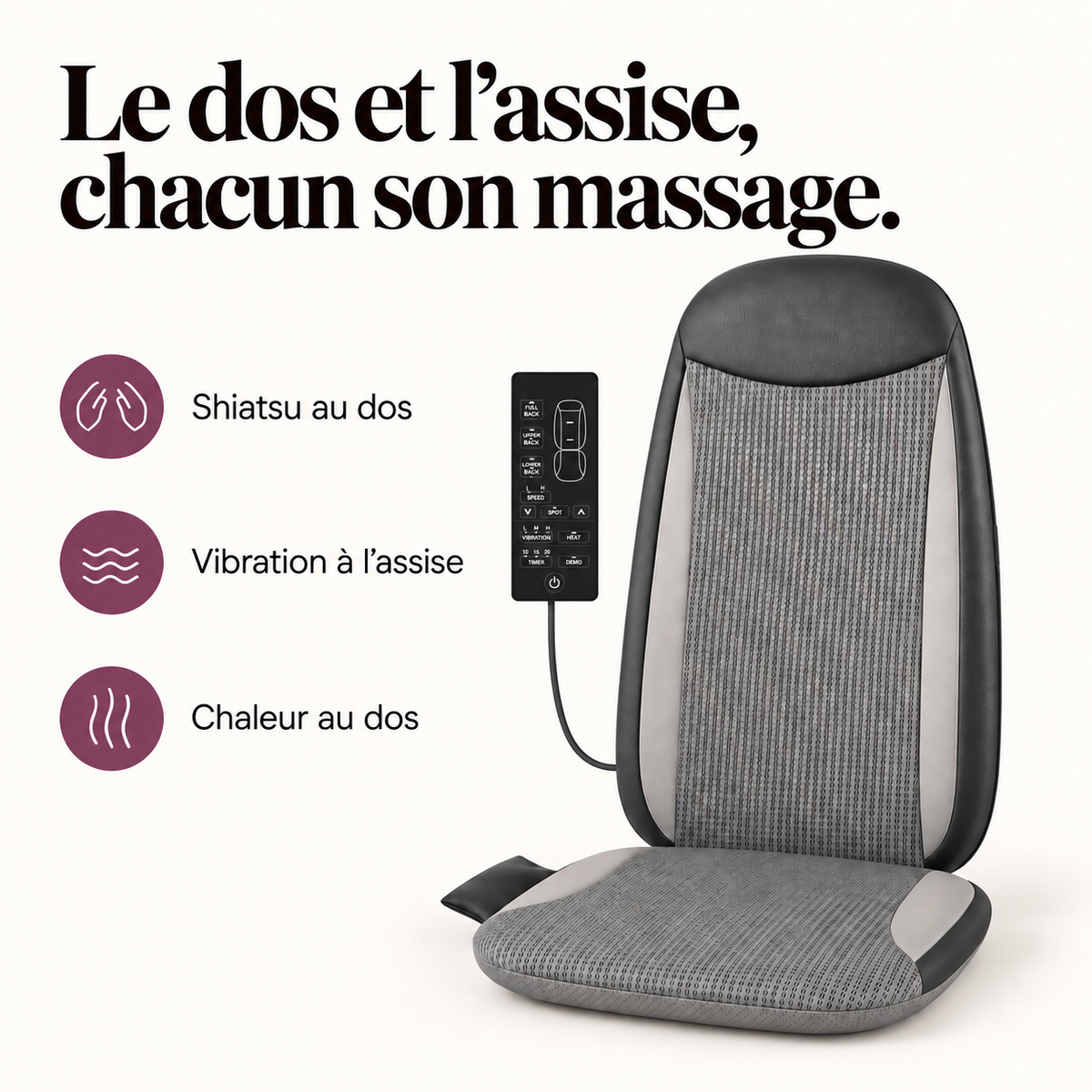 Dossier de massage shiatsu chauffant : présentation du modèle, visuel 3.