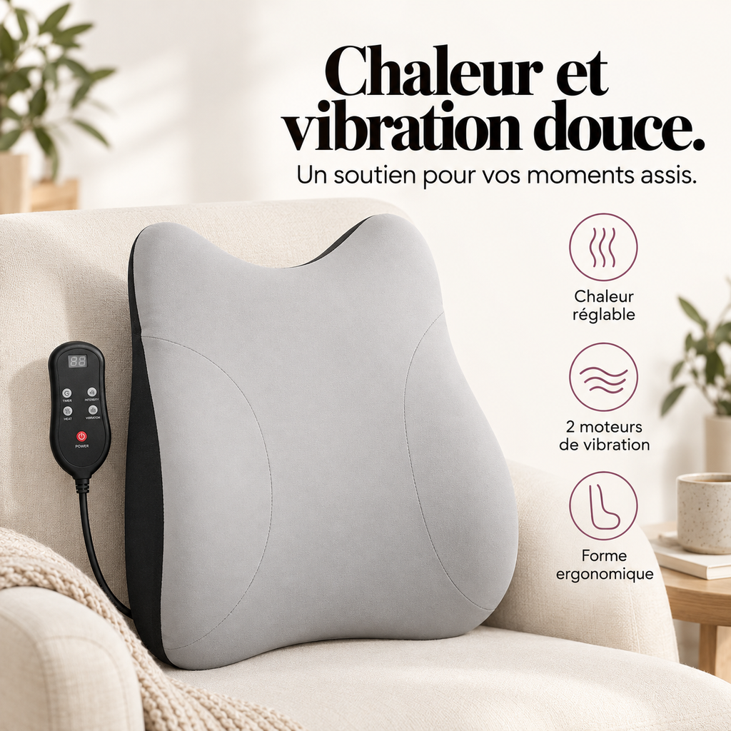 Coussin lombaire vibrant et chauffant : présentation du modèle, visuel 2.