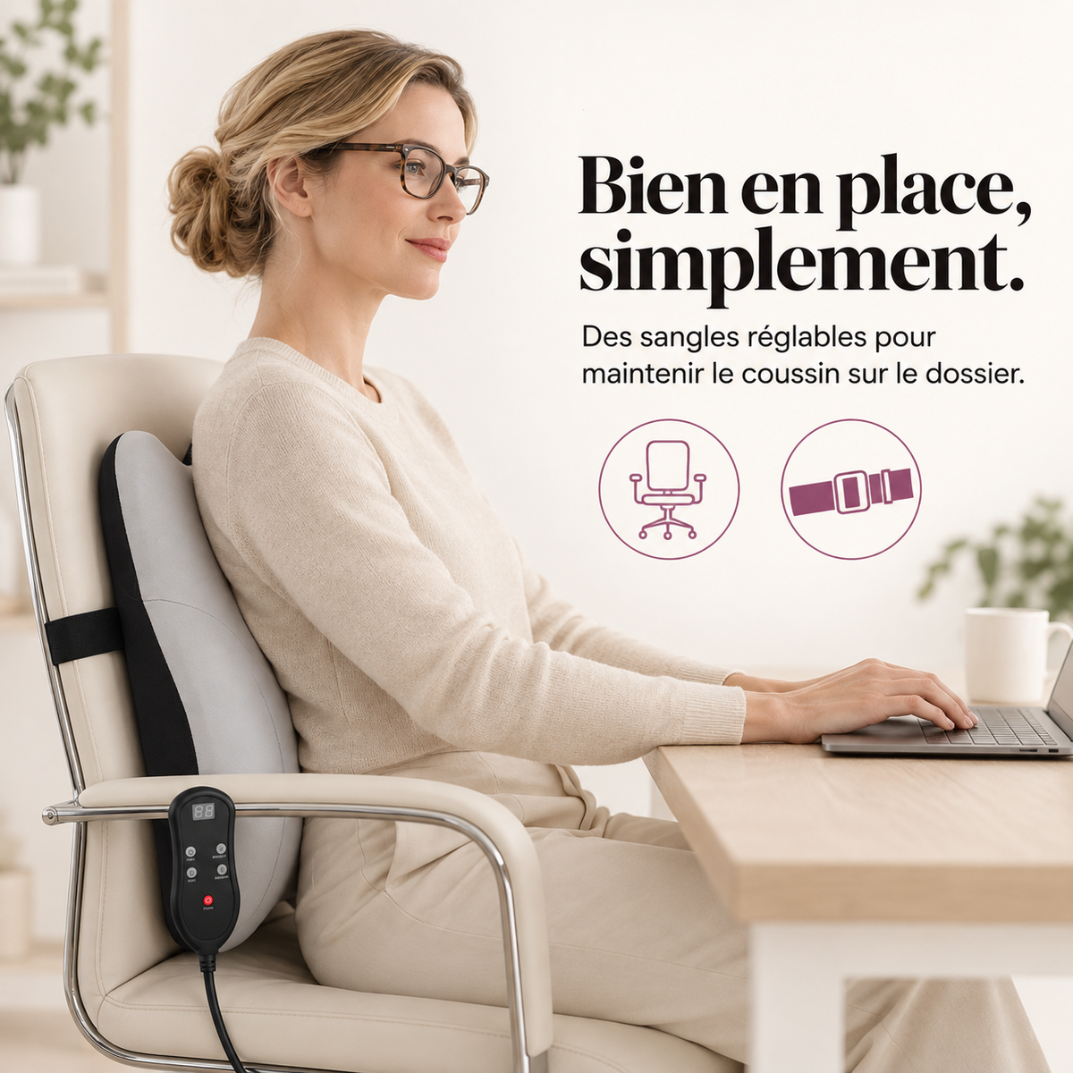 Coussin lombaire vibrant et chauffant : présentation du modèle, visuel 6.