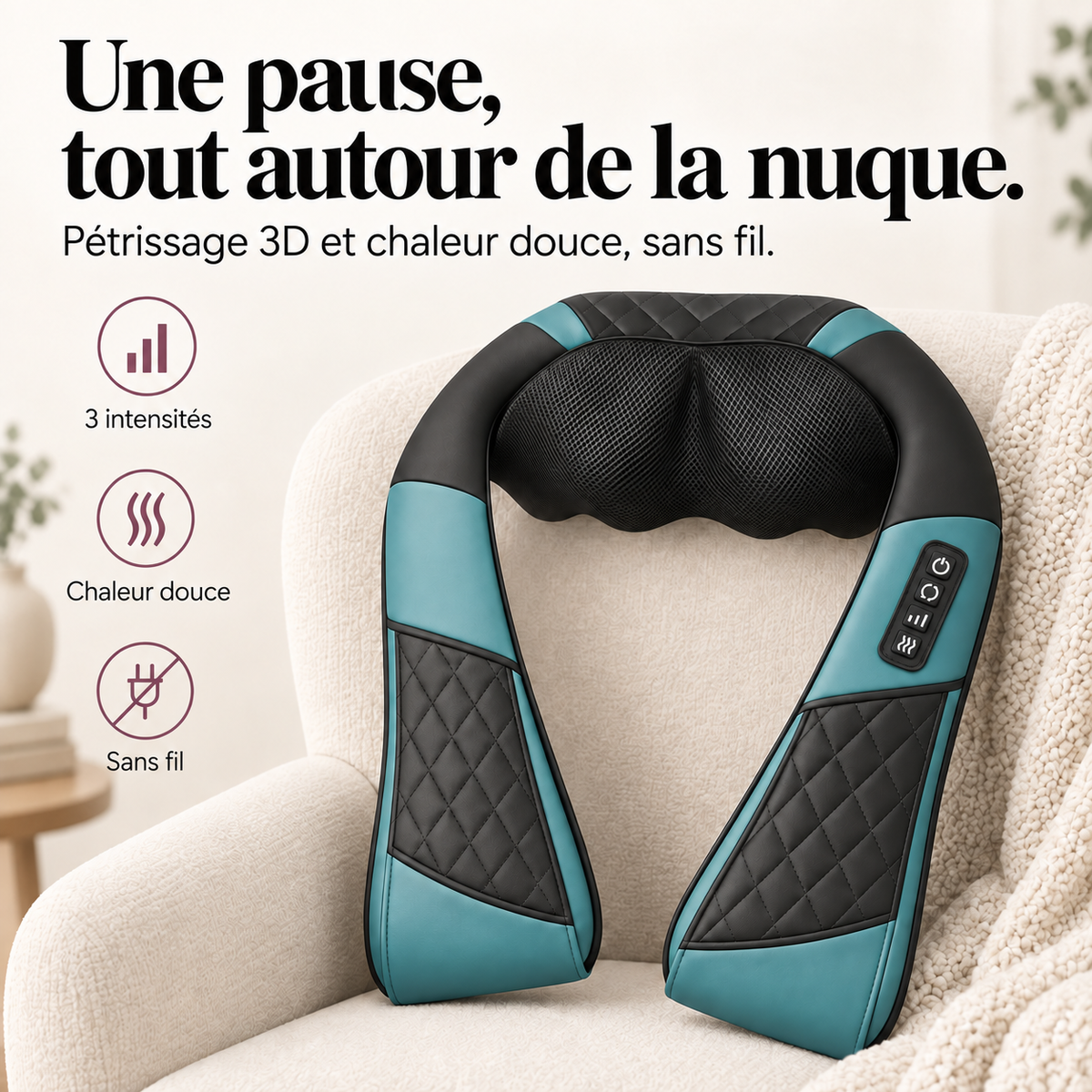 Masseur de nuque et épaules sans fil : présentation du modèle, visuel 3.
