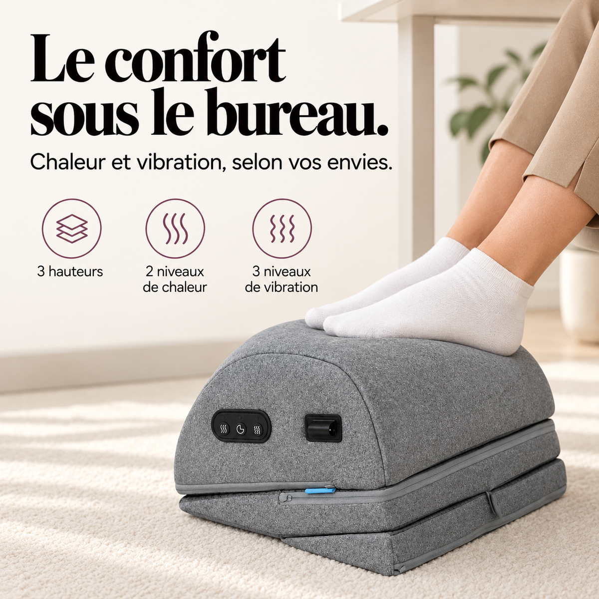 Repose-pieds chauffant sous bureau : présentation du modèle, visuel 3.