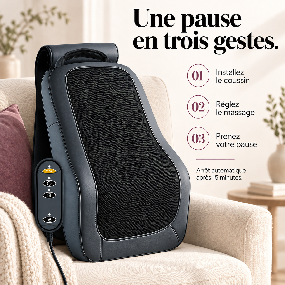 Coussin de massage shiatsu sans fil : présentation du modèle, visuel 8.