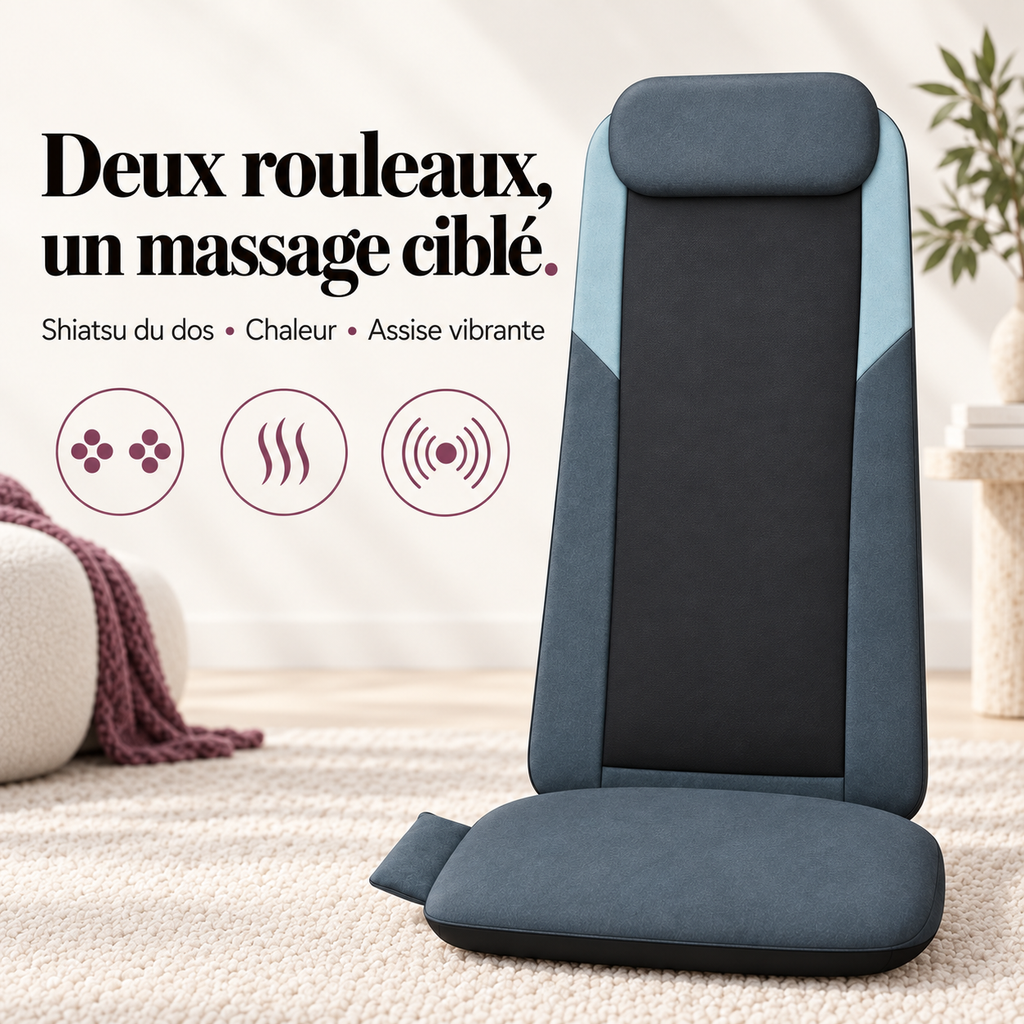 Siège de massage dos à double rouleau : présentation du modèle, visuel 3.