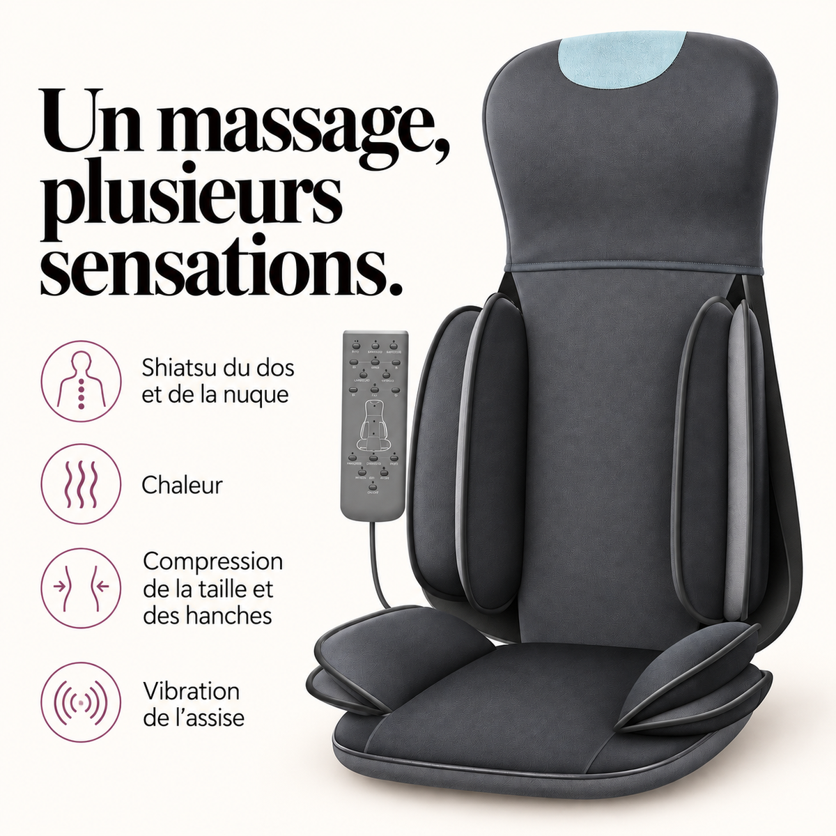 Siège de massage dos et nuque : présentation du modèle, visuel 3.