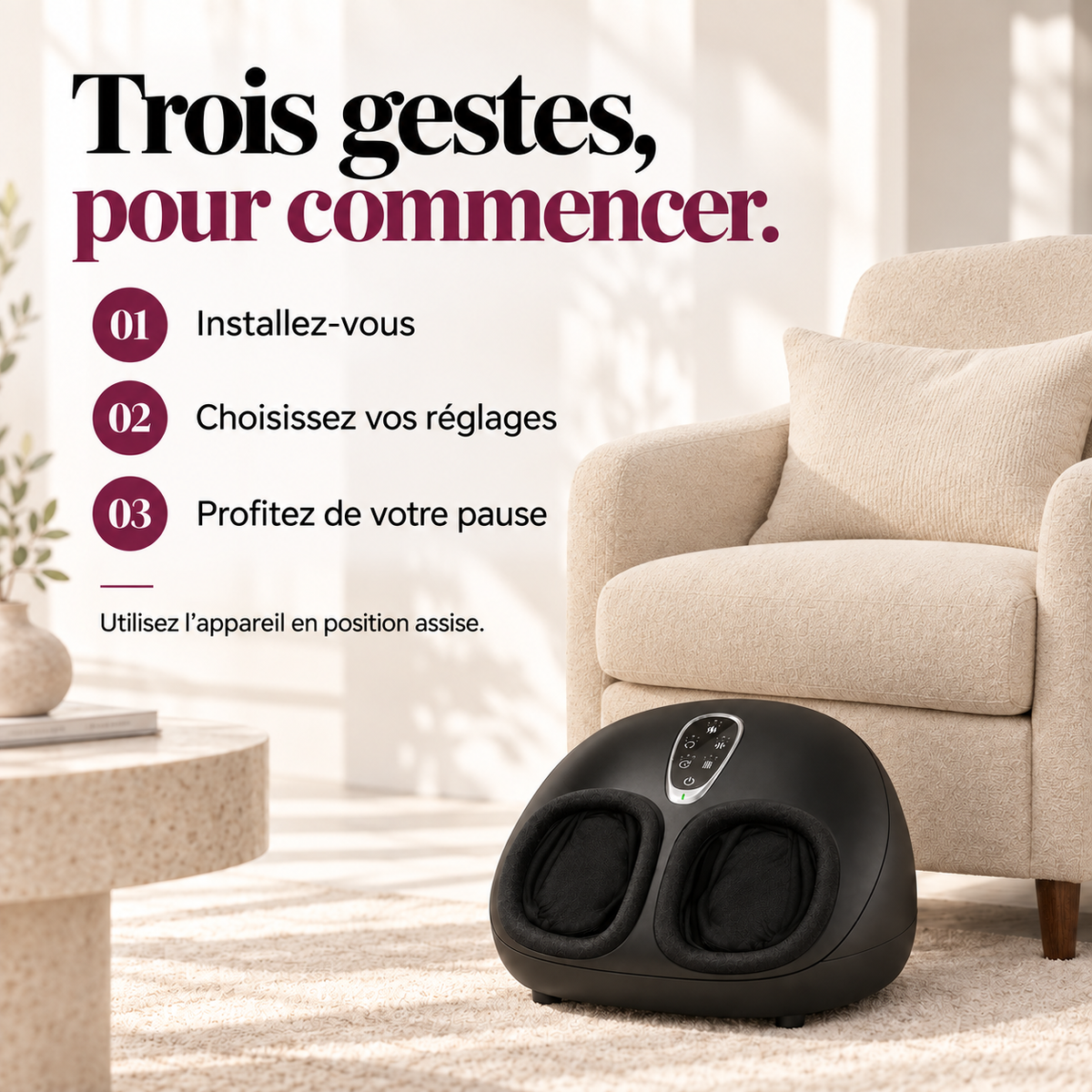 Masseur de pieds shiatsu quatre fonctions : présentation du modèle, visuel 8.