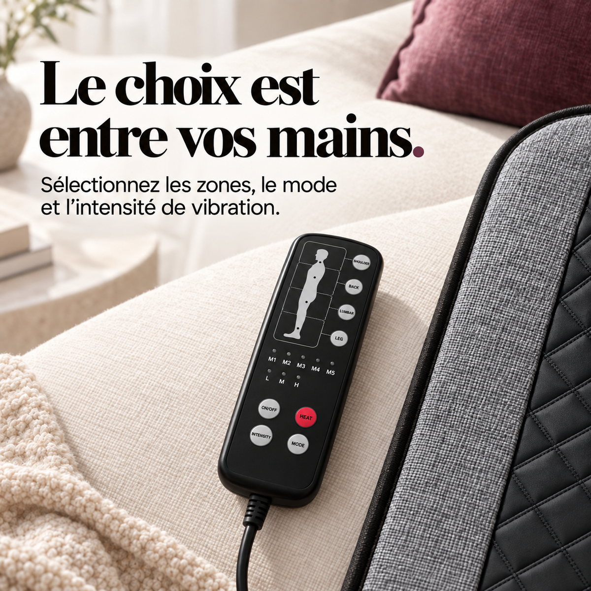 Tapis de massage vibrant et coussin shiatsu : présentation du modèle, visuel 5.