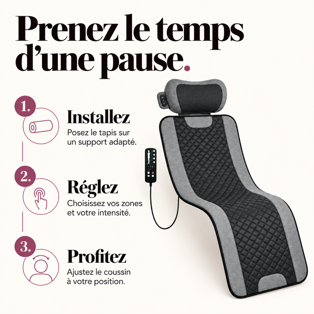 Tapis de massage vibrant et coussin shiatsu : présentation du modèle, visuel 8.