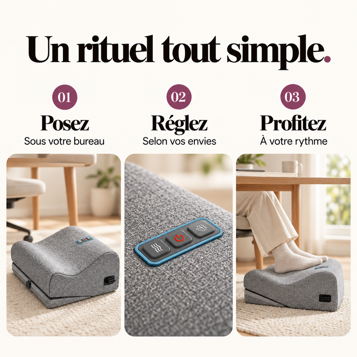 Repose-pieds ergonomique chauffant et vibrant : présentation du modèle, visuel 8.