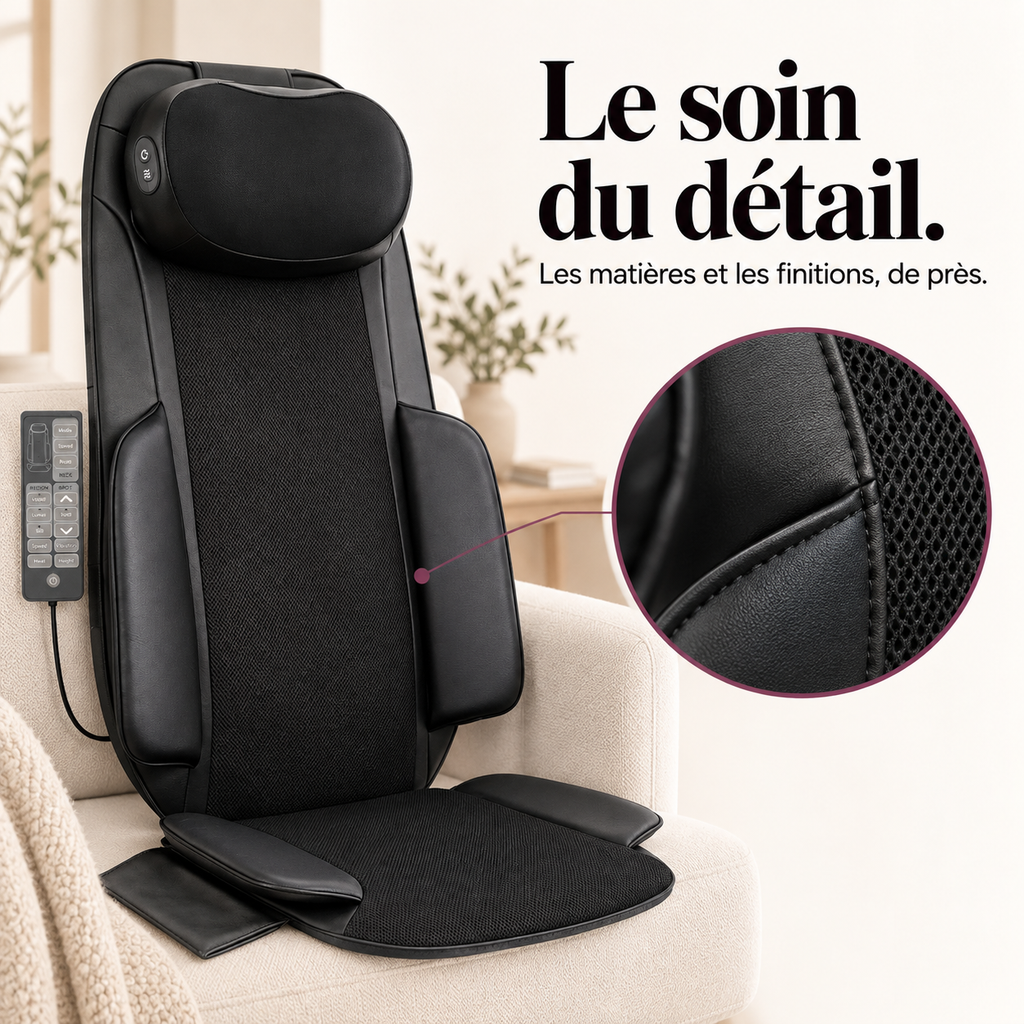 Siège massant shiatsu, coussin nuque amovible : présentation du modèle, visuel 6.